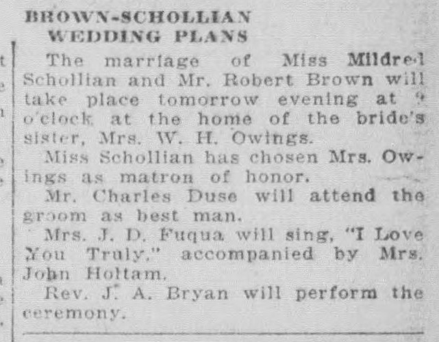 Mildred Schollian-Robert Brown
